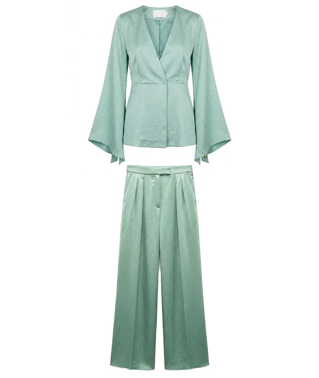 MAX MARA Бирюзовый шелковый костюм с брюками, фото 1