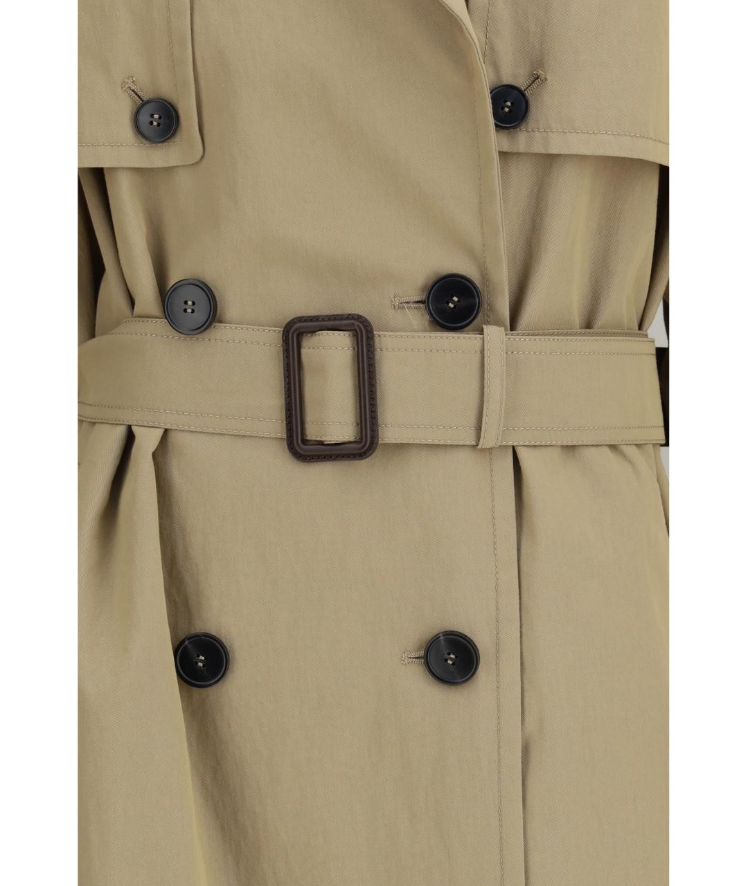 WEEKEND MAX MARA Бежевый хлопковый тренч/плащ, фото 3