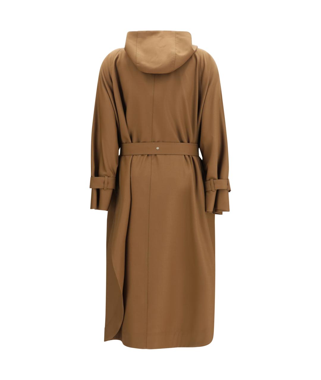 MAX MARA Коричневое полиэстеровое пальто, фото 2