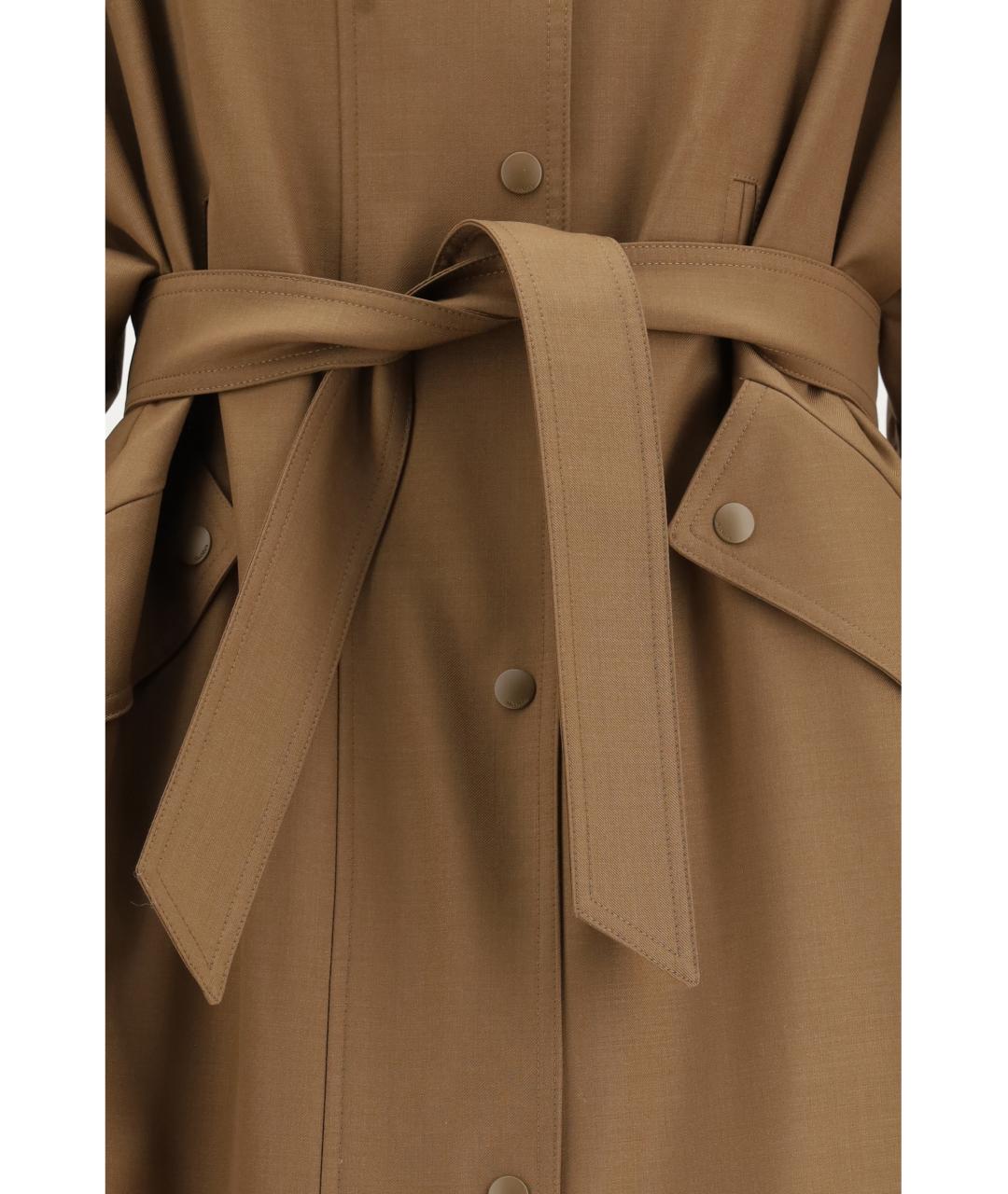 MAX MARA Коричневое полиэстеровое пальто, фото 3