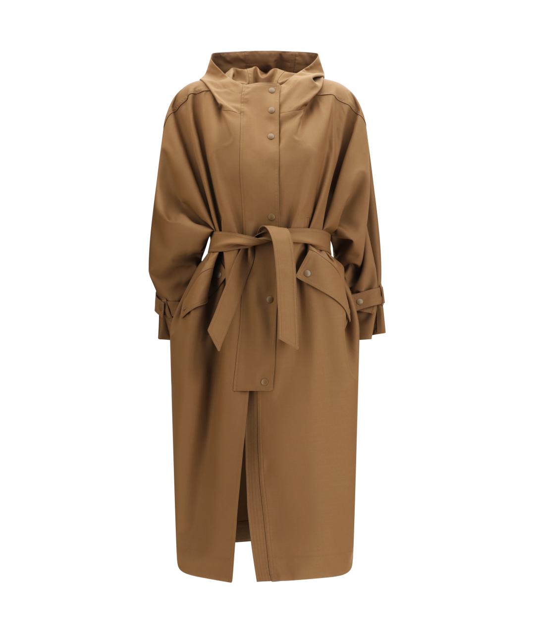 MAX MARA Коричневое полиэстеровое пальто, фото 1