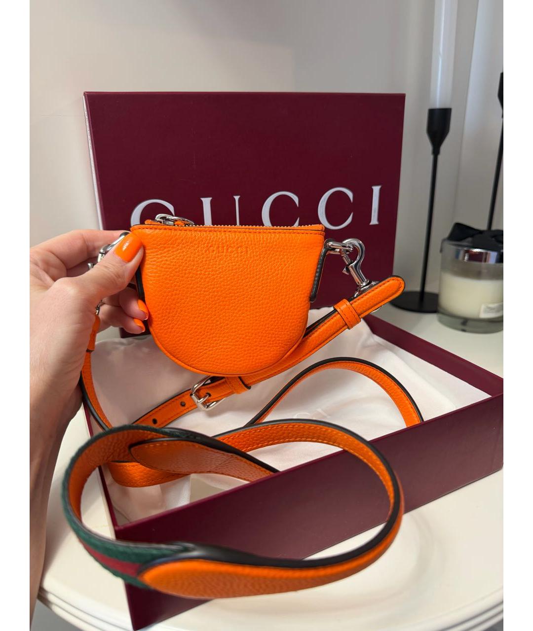 GUCCI Оранжевая кожаная сумка через плечо, фото 2