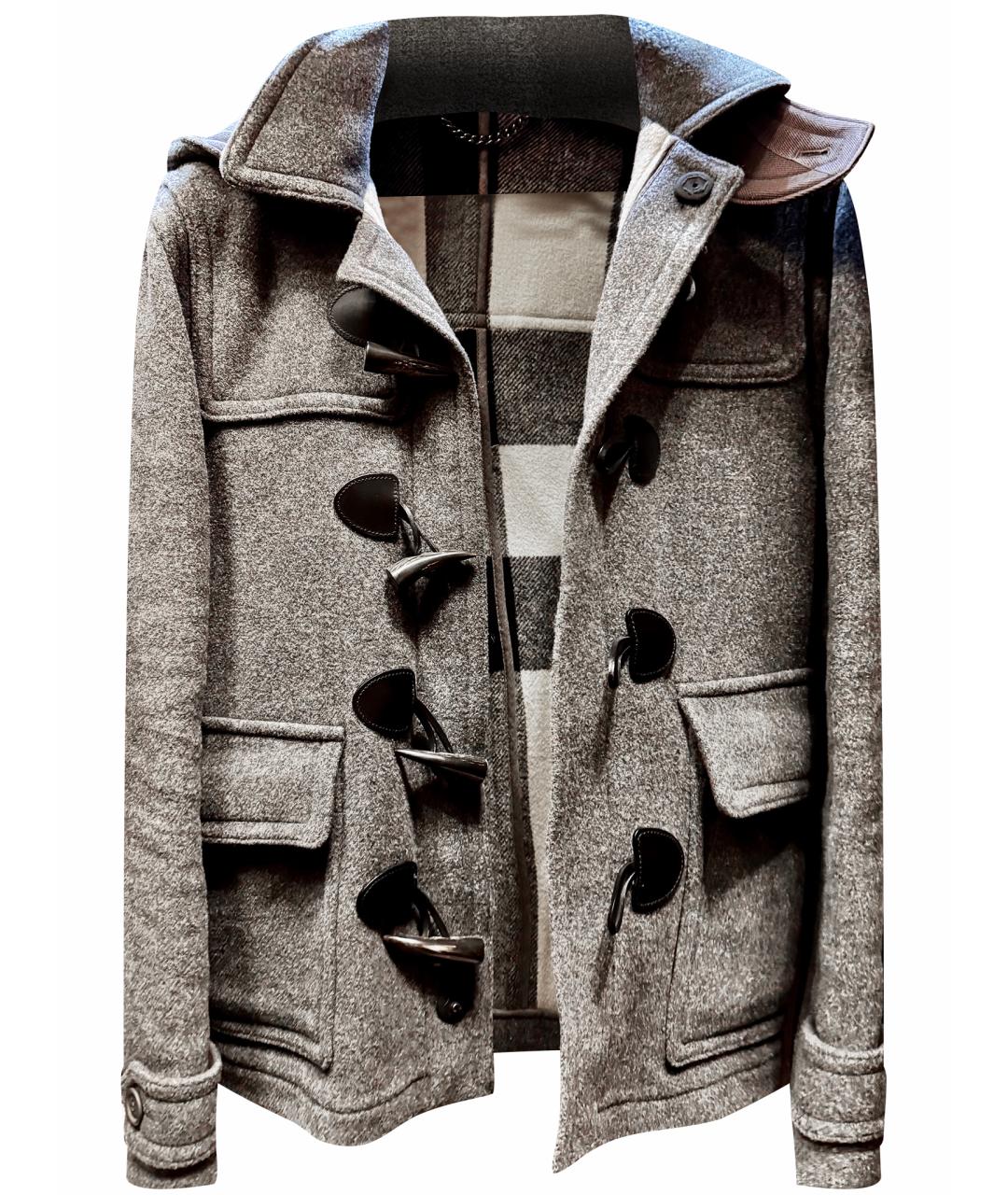 BURBERRY Серое шерстяное пальто, фото 1