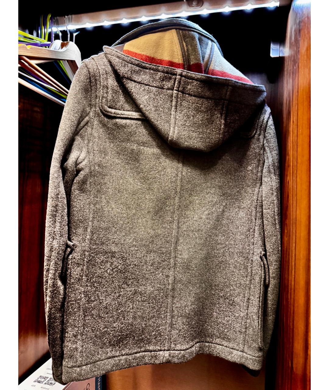 BURBERRY Серое шерстяное пальто, фото 2