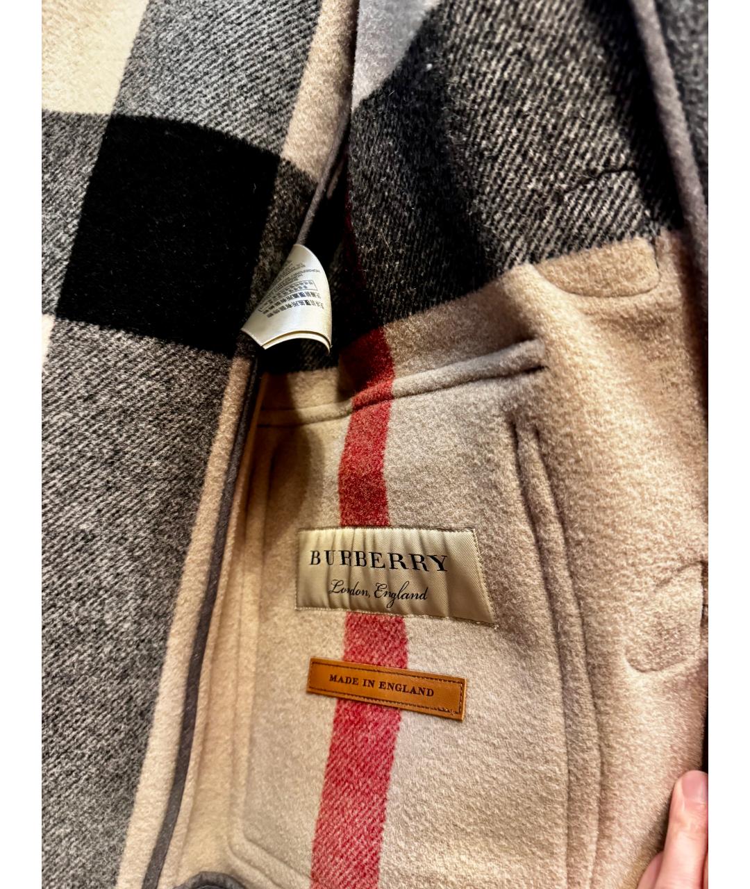 BURBERRY Серое шерстяное пальто, фото 4