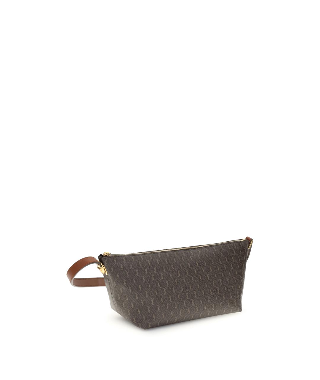 SAINT LAURENT Коричневая кожаная сумка на плечо, фото 2