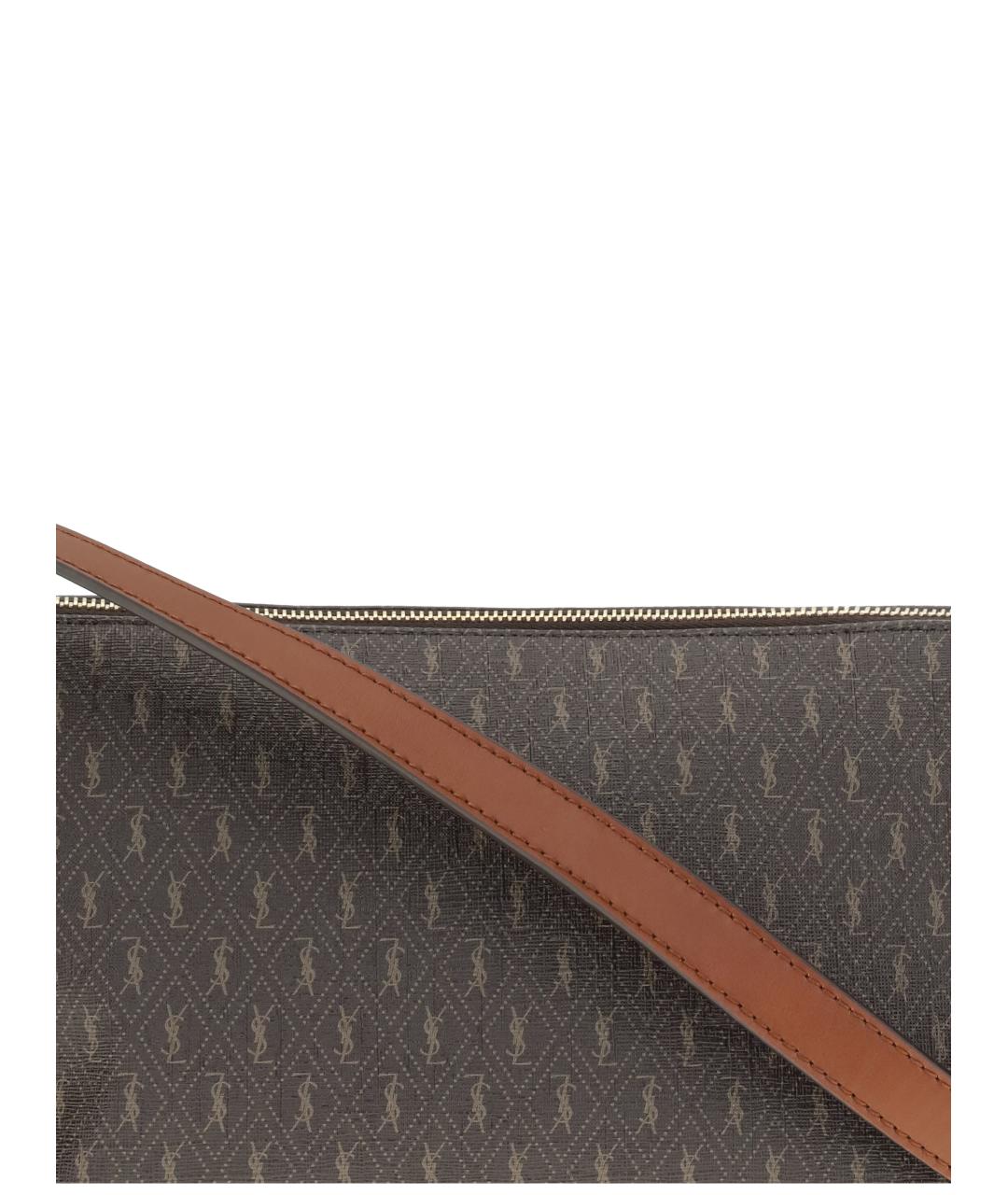 SAINT LAURENT Коричневая кожаная сумка на плечо, фото 4