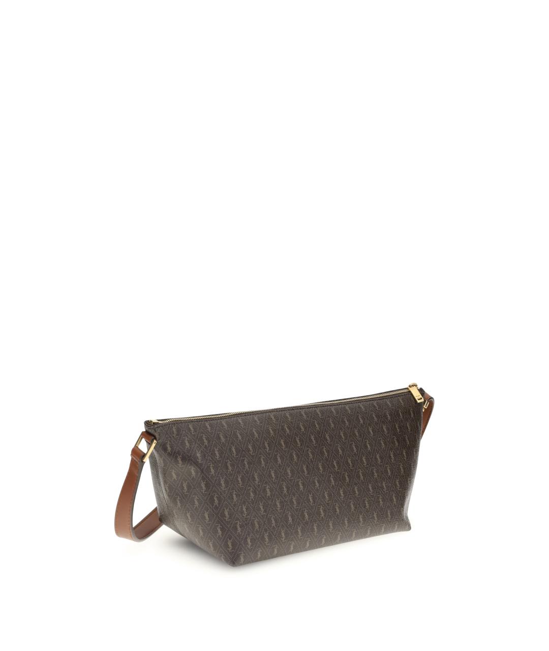 SAINT LAURENT Коричневая кожаная сумка на плечо, фото 3