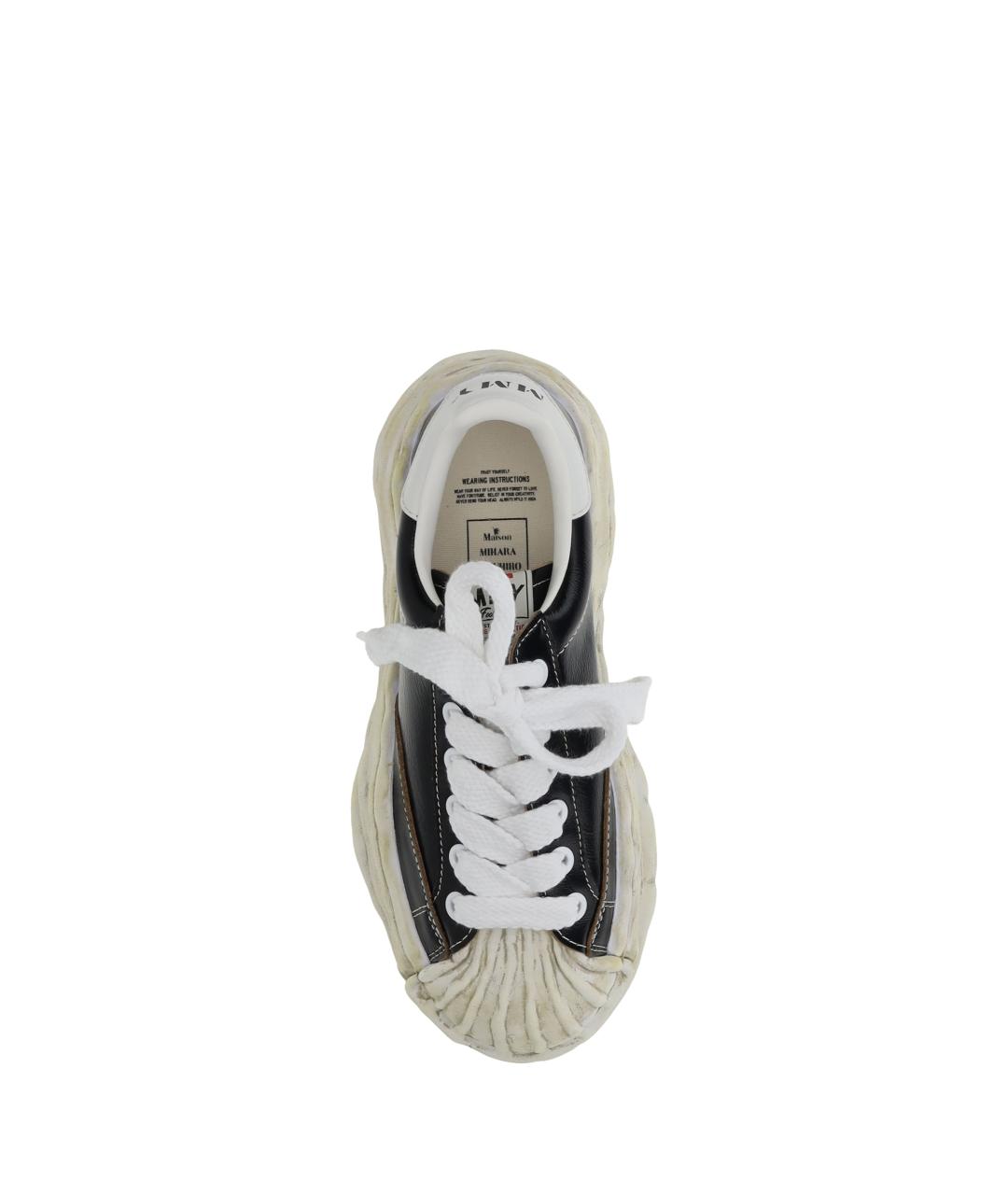 MAISON MIHARA YASUHIRO Черные кожаные низкие кроссовки / кеды, фото 4