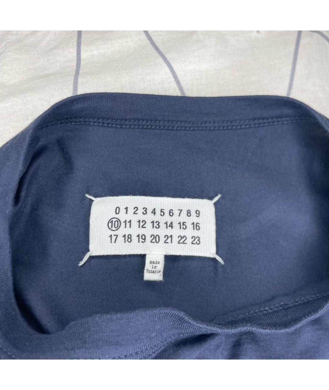 MAISON MARGIELA Темно-синяя хлопковая футболка, фото 5