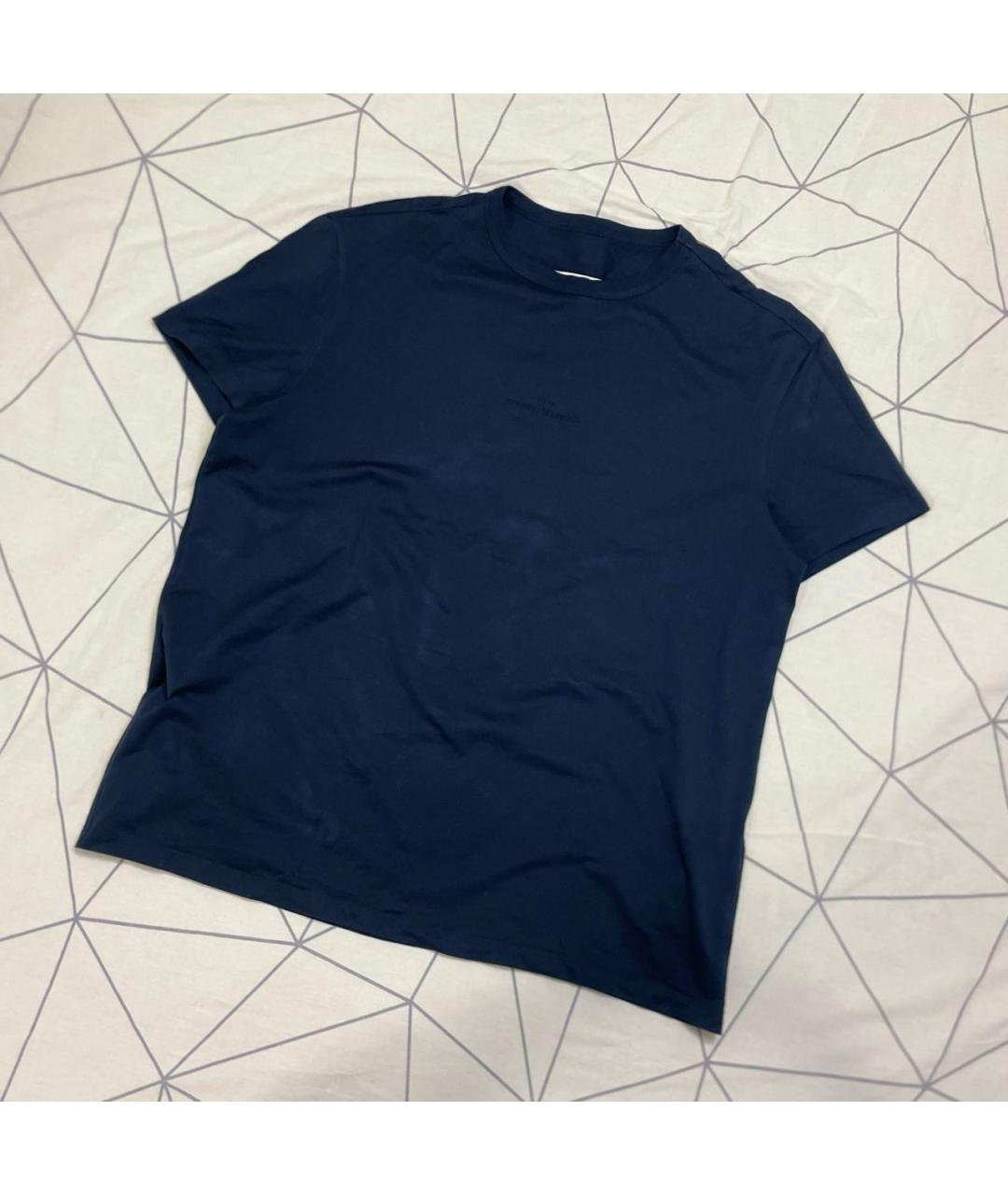 MAISON MARGIELA Темно-синяя хлопковая футболка, фото 7