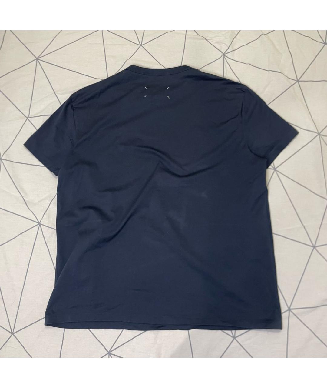 MAISON MARGIELA Темно-синяя хлопковая футболка, фото 2