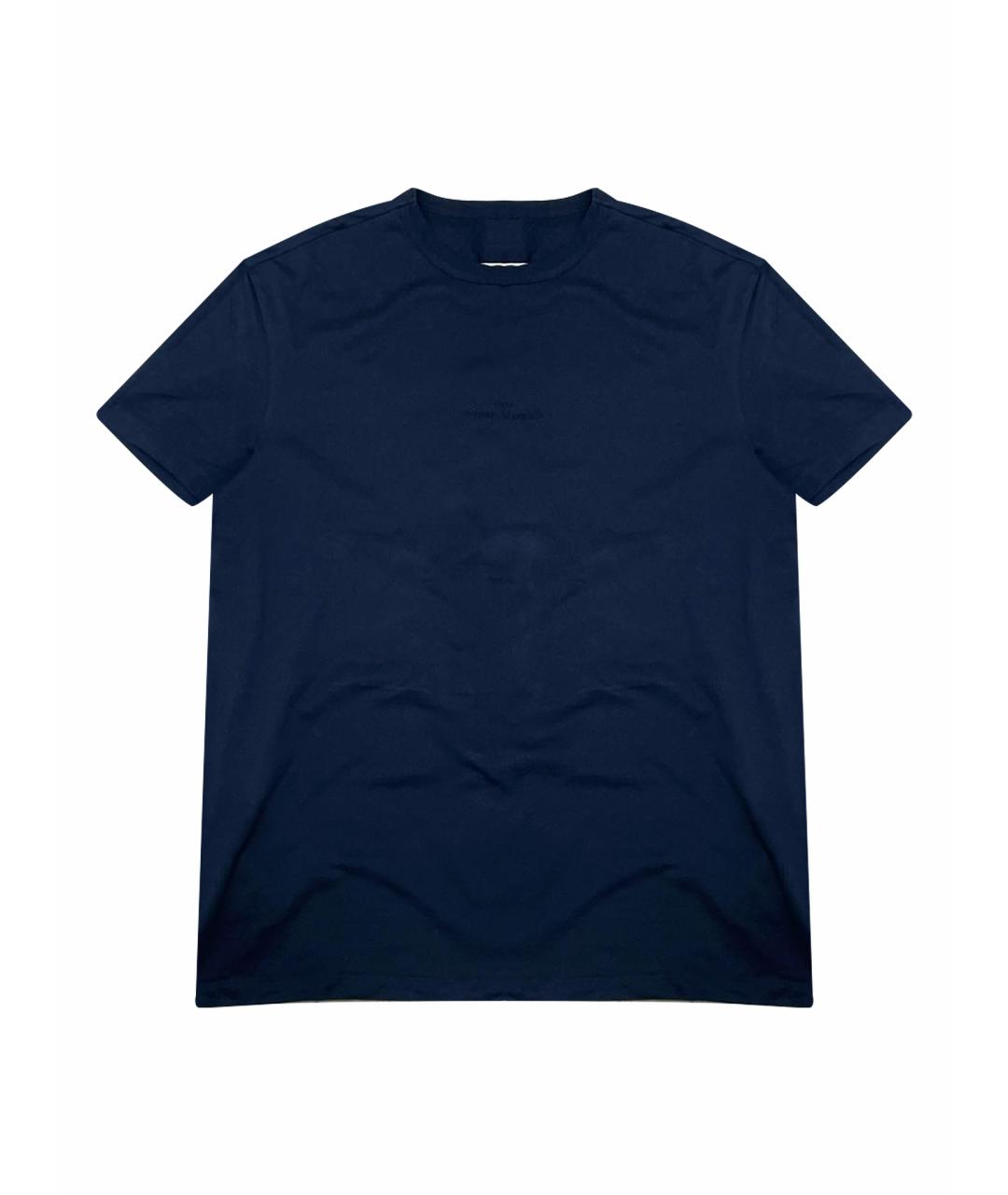 MAISON MARGIELA Темно-синяя хлопковая футболка, фото 1