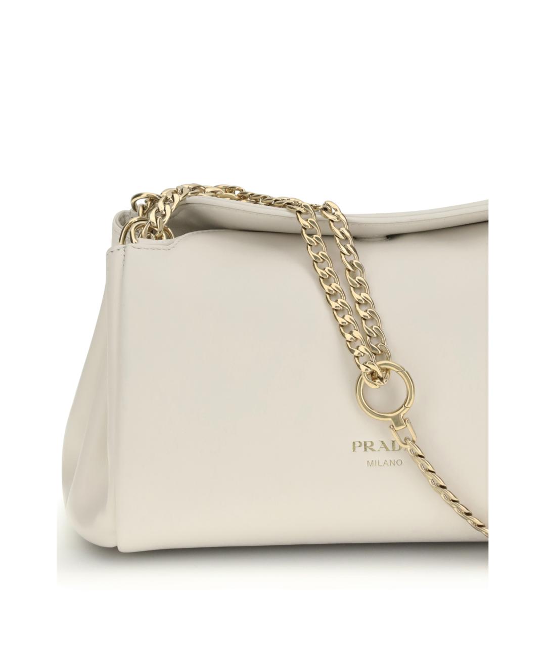PRADA Белая кожаная сумка через плечо, фото 4