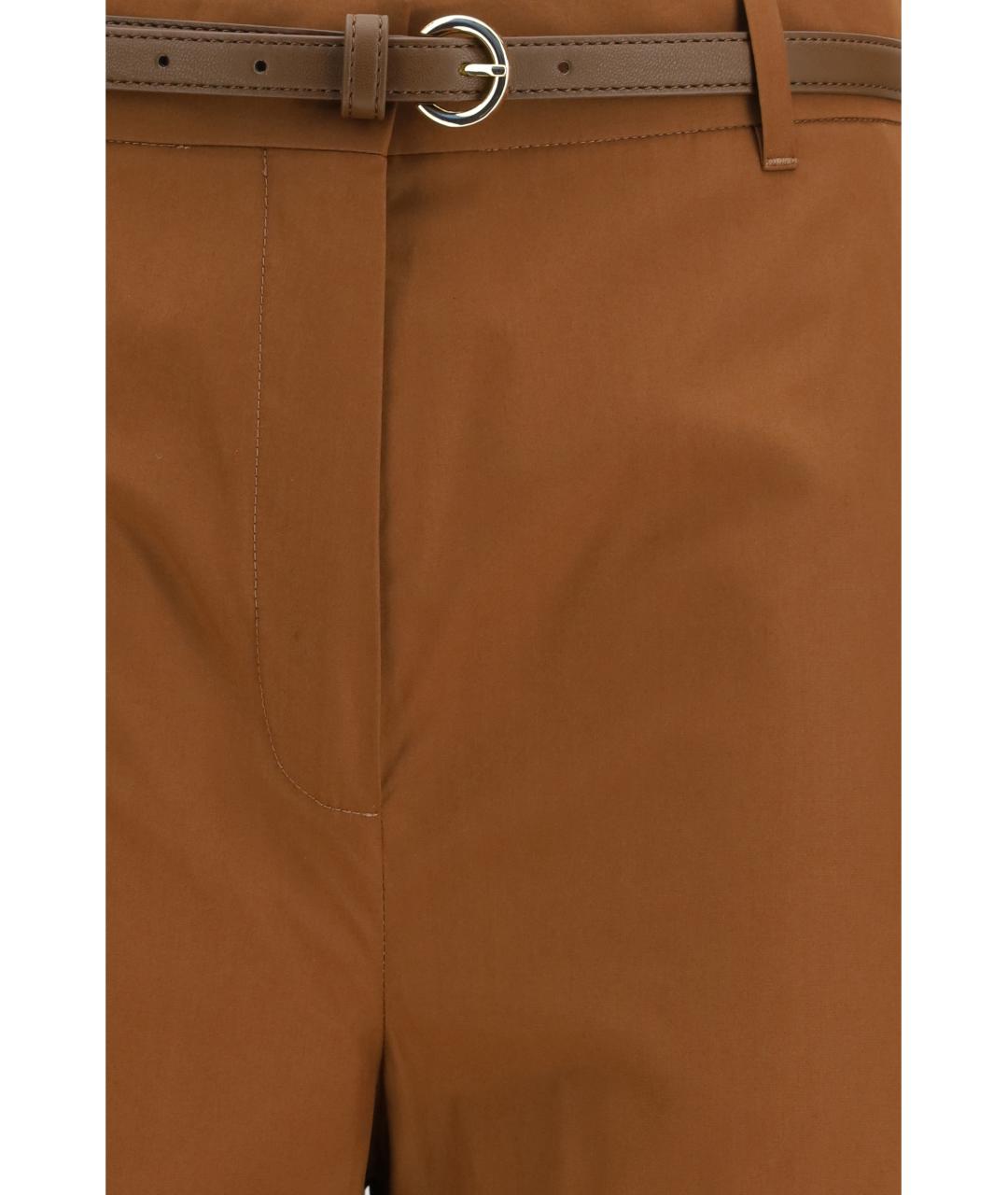 MAX MARA STUDIO Коричневые хлопковые прямые брюки, фото 3