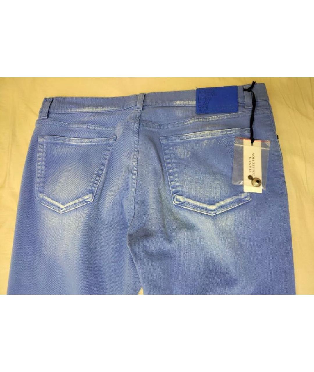 VERSACE COLLECTION Синие хлопковые прямые джинсы, фото 3