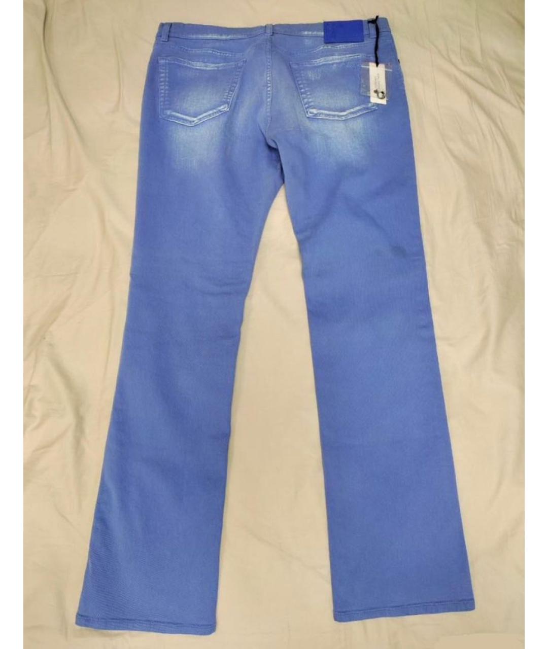 VERSACE COLLECTION Синие хлопковые прямые джинсы, фото 2