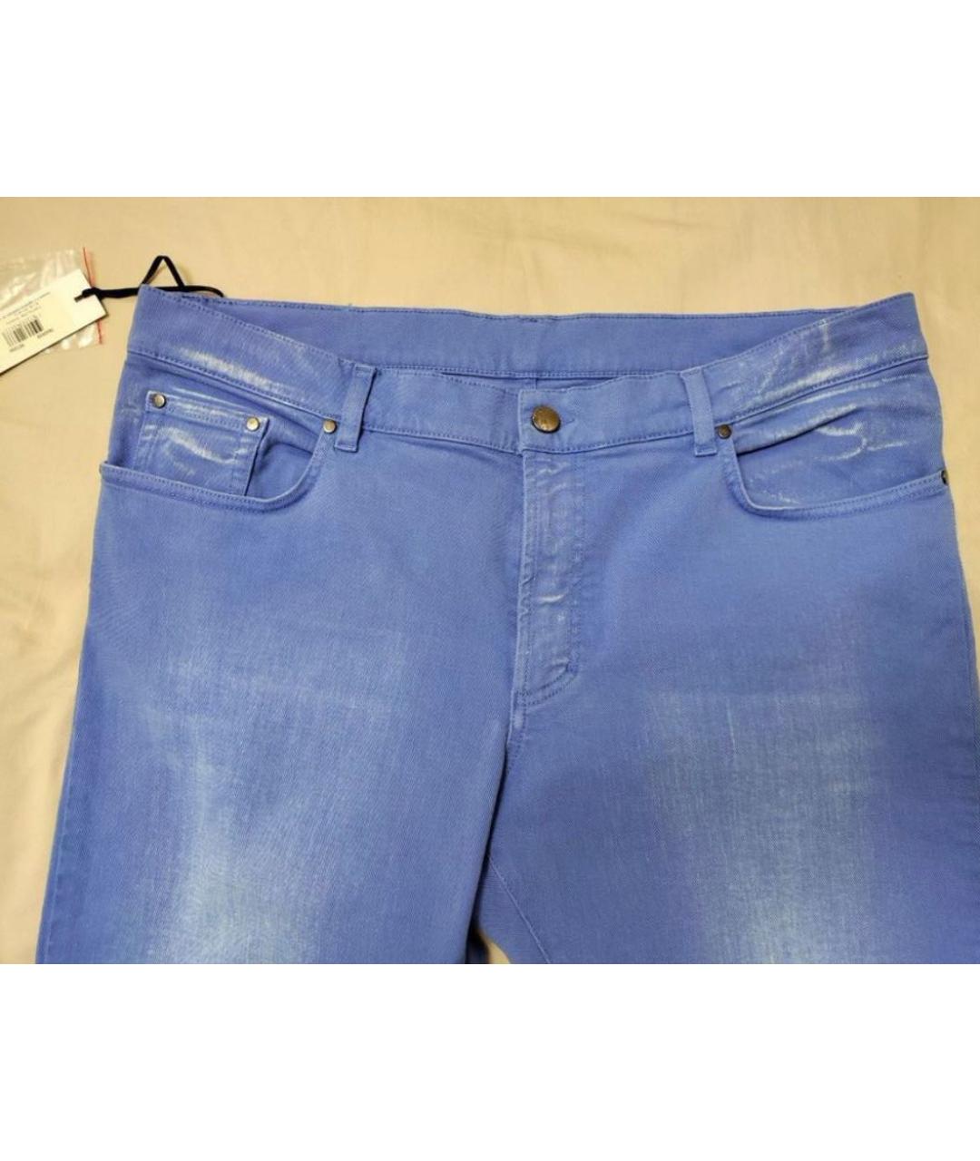 VERSACE COLLECTION Синие хлопковые прямые джинсы, фото 4