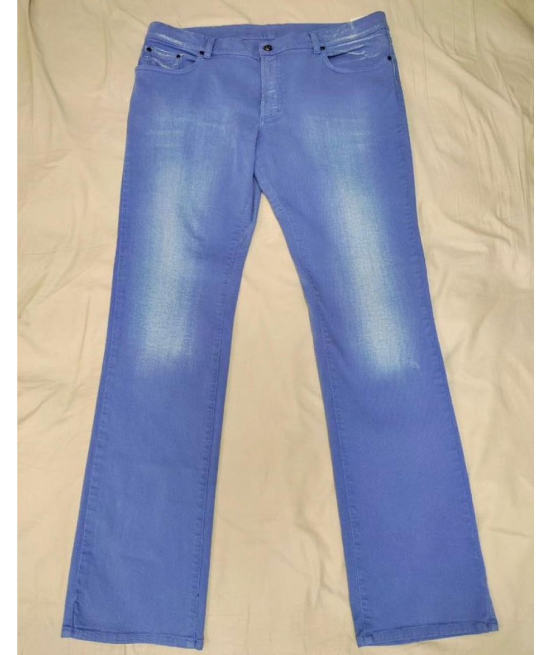 VERSACE COLLECTION Синие хлопковые прямые джинсы, фото 9