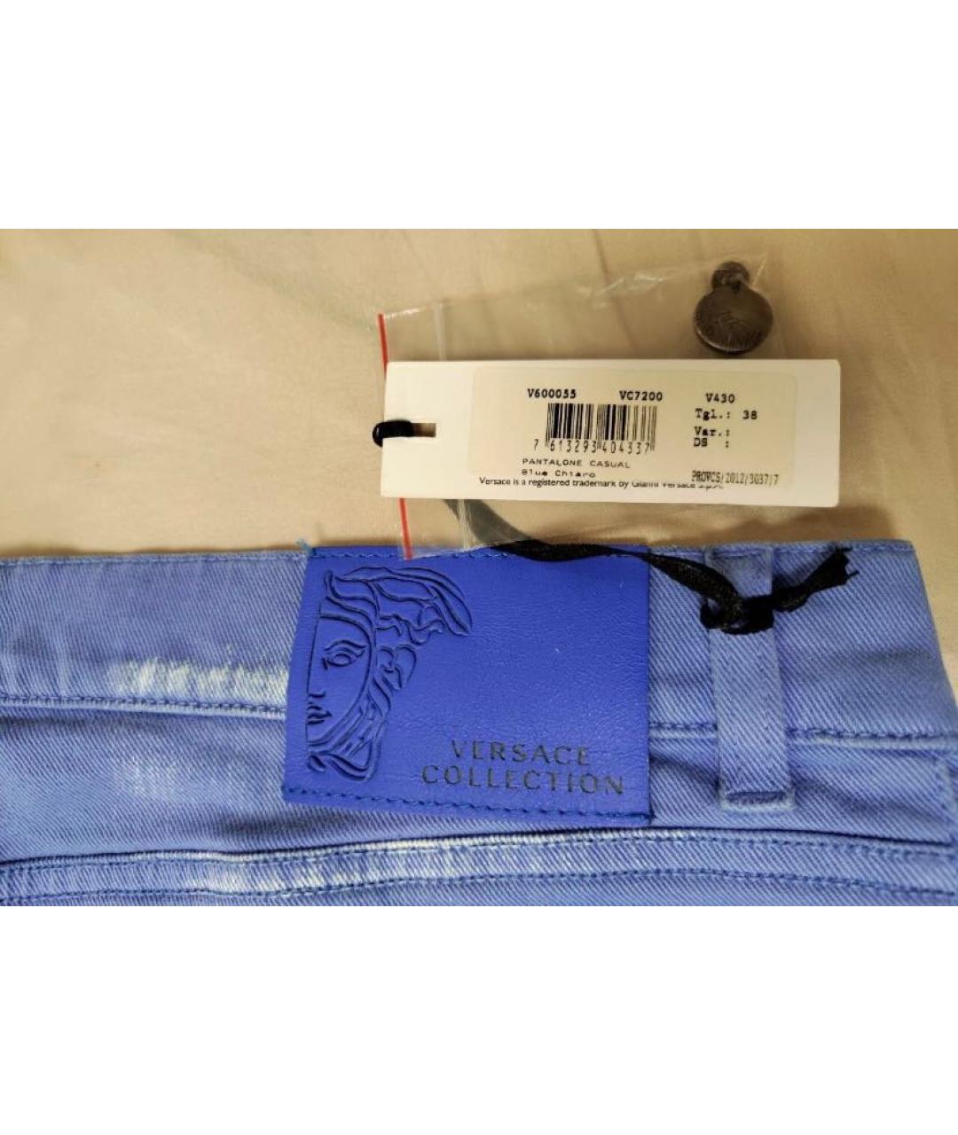 VERSACE COLLECTION Синие хлопковые прямые джинсы, фото 5