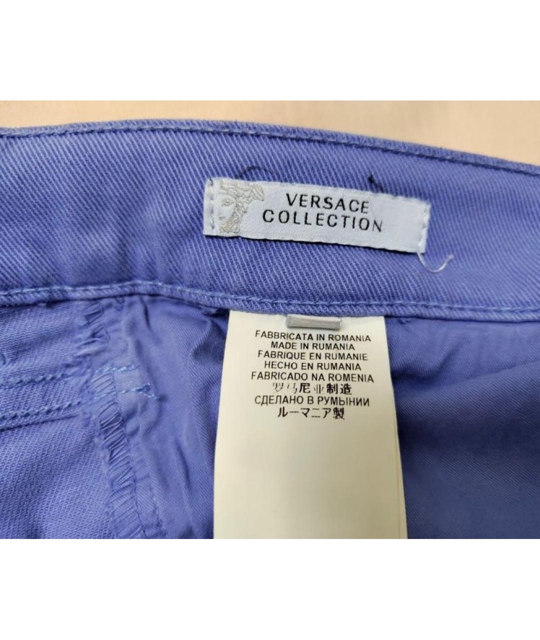 VERSACE COLLECTION Синие хлопковые прямые джинсы, фото 6