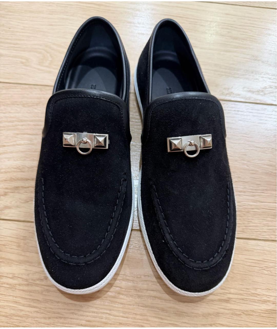 HERMES Черные замшевые лоферы, фото 2
