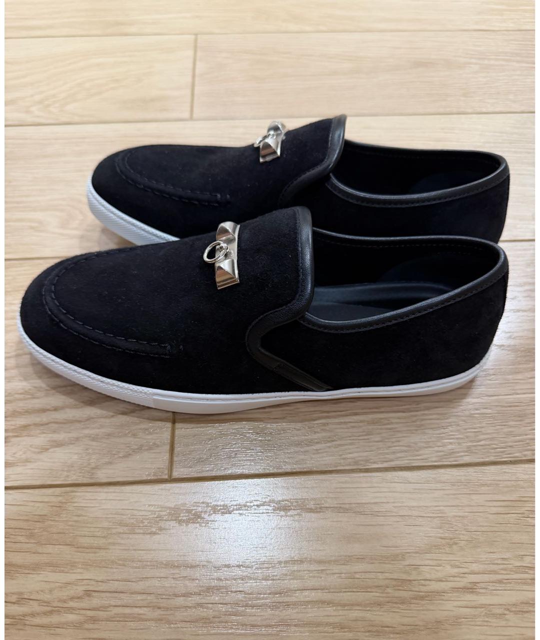 HERMES Черные замшевые лоферы, фото 6