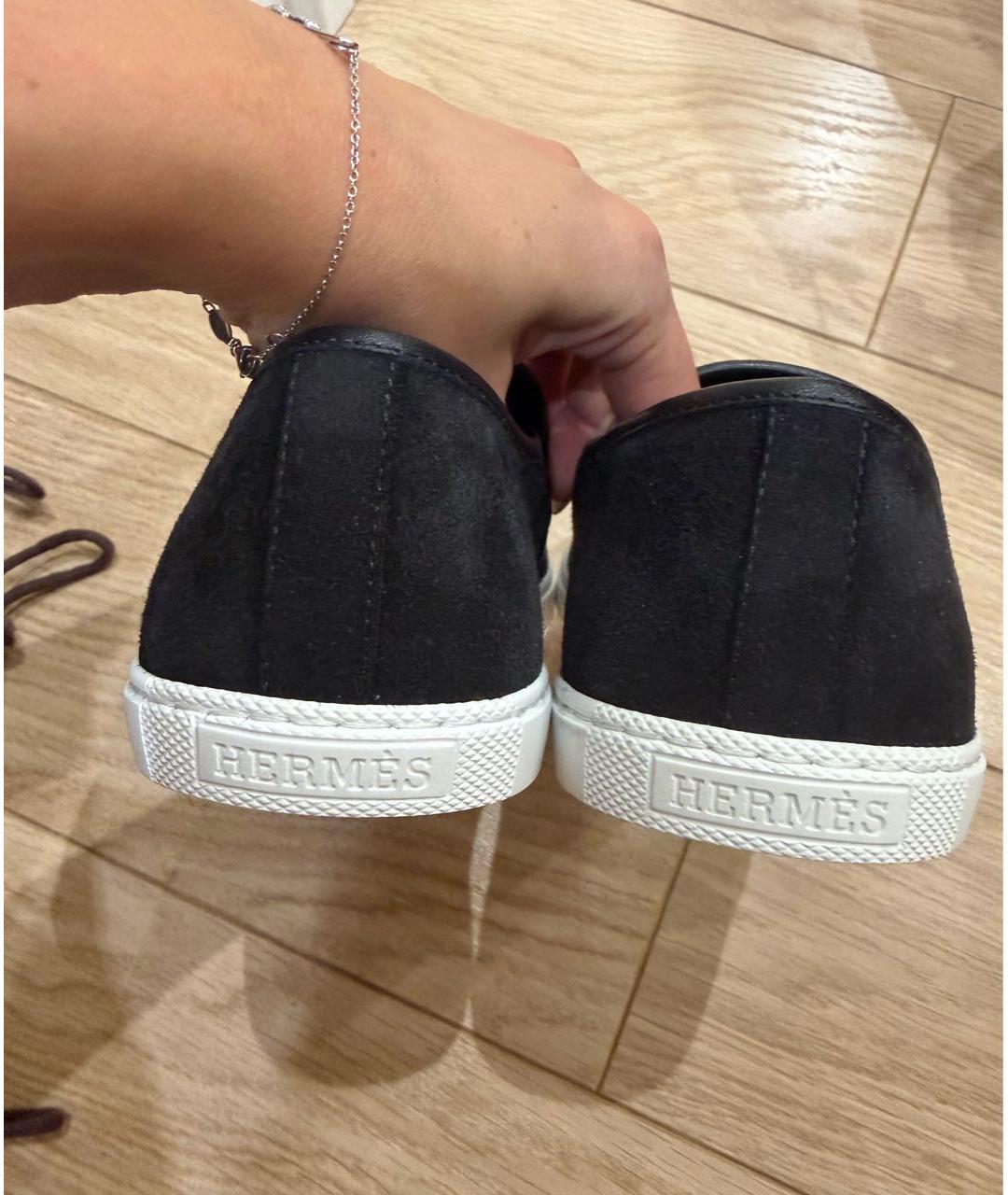 HERMES Черные замшевые лоферы, фото 3