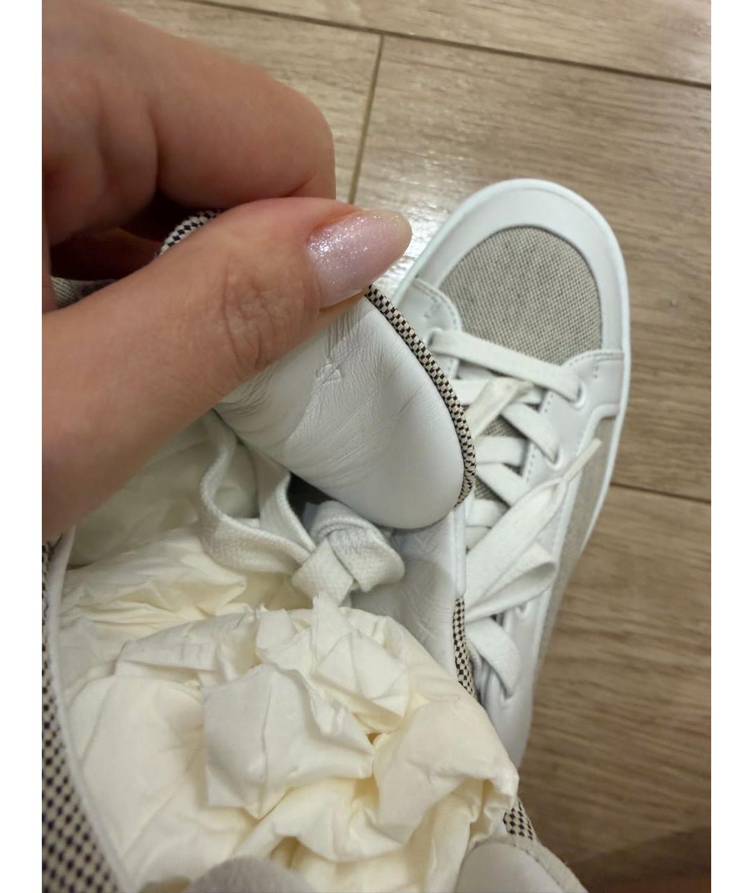 HERMES Бежевые текстильные кеды, фото 4