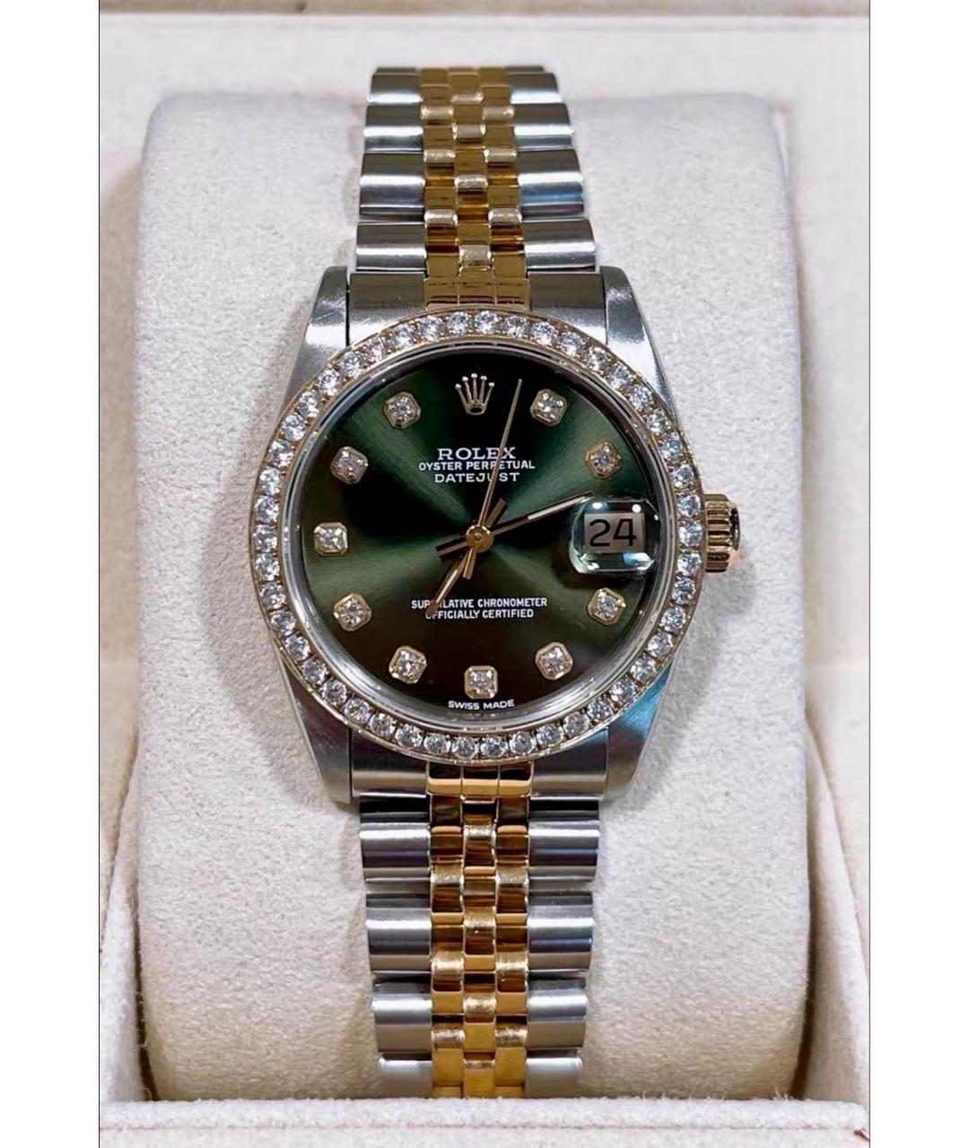 ROLEX Зеленые часы из желтого золота, фото 5