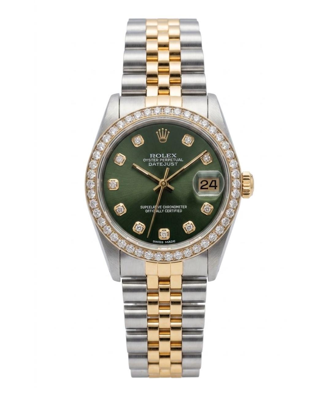 ROLEX Зеленые часы из желтого золота, фото 1