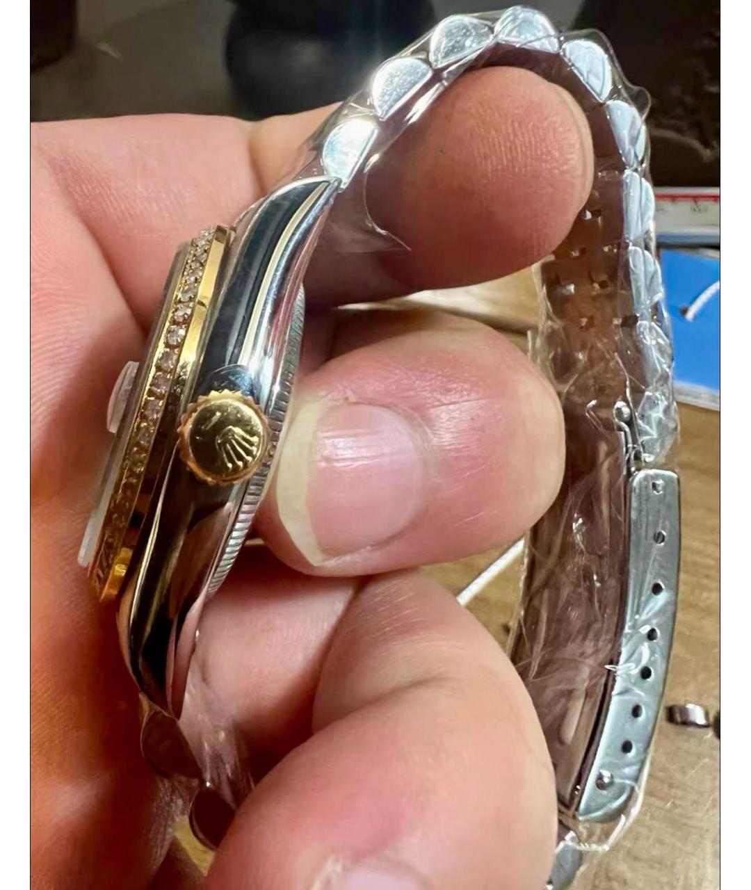 ROLEX Зеленые часы из желтого золота, фото 4