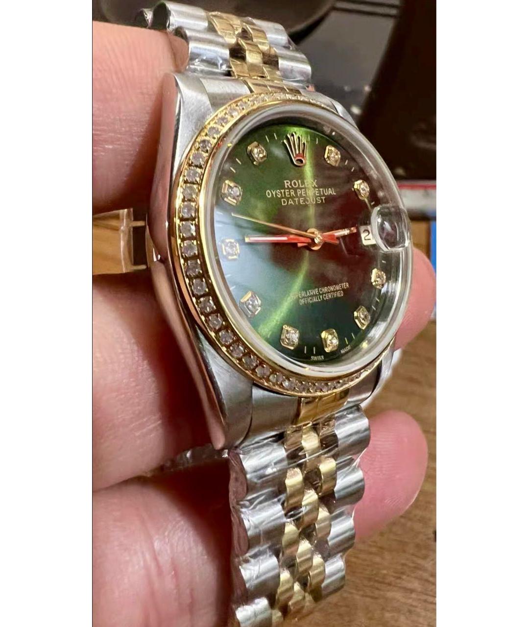 ROLEX Зеленые часы из желтого золота, фото 3