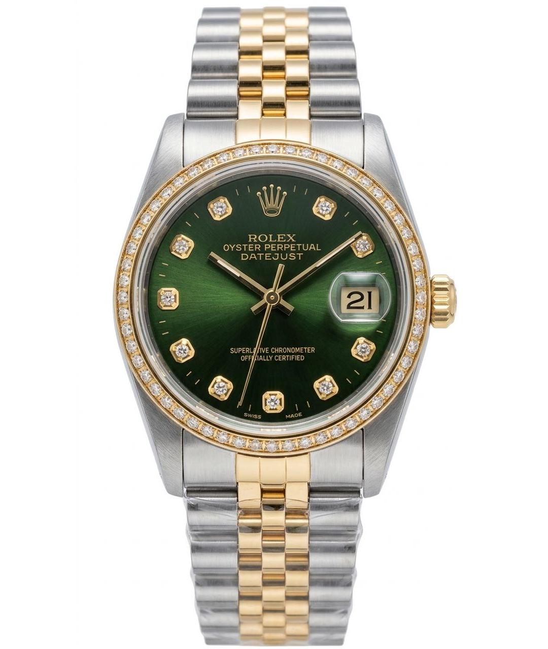 ROLEX Зеленые часы из желтого золота, фото 1