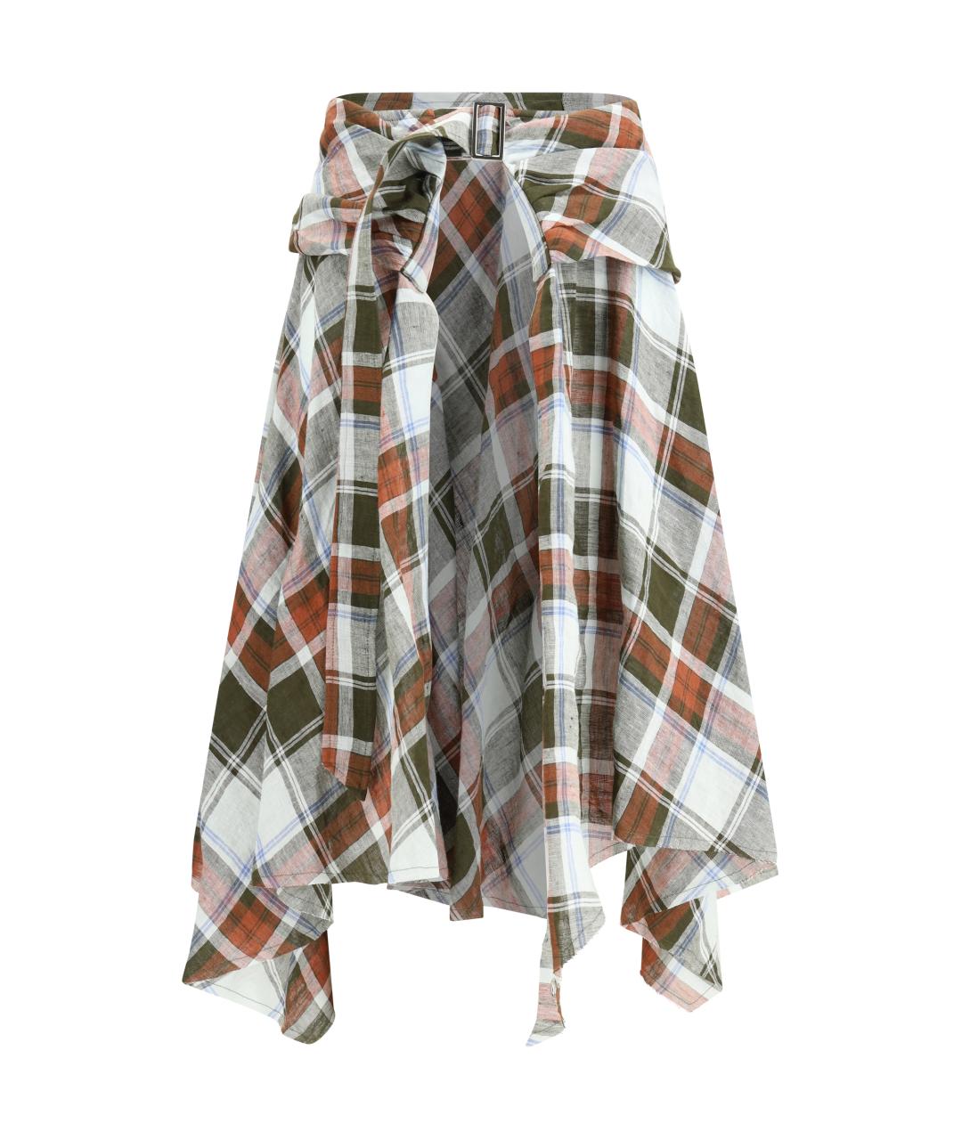 MARBELL Зеленая льняная юбка миди, фото 1