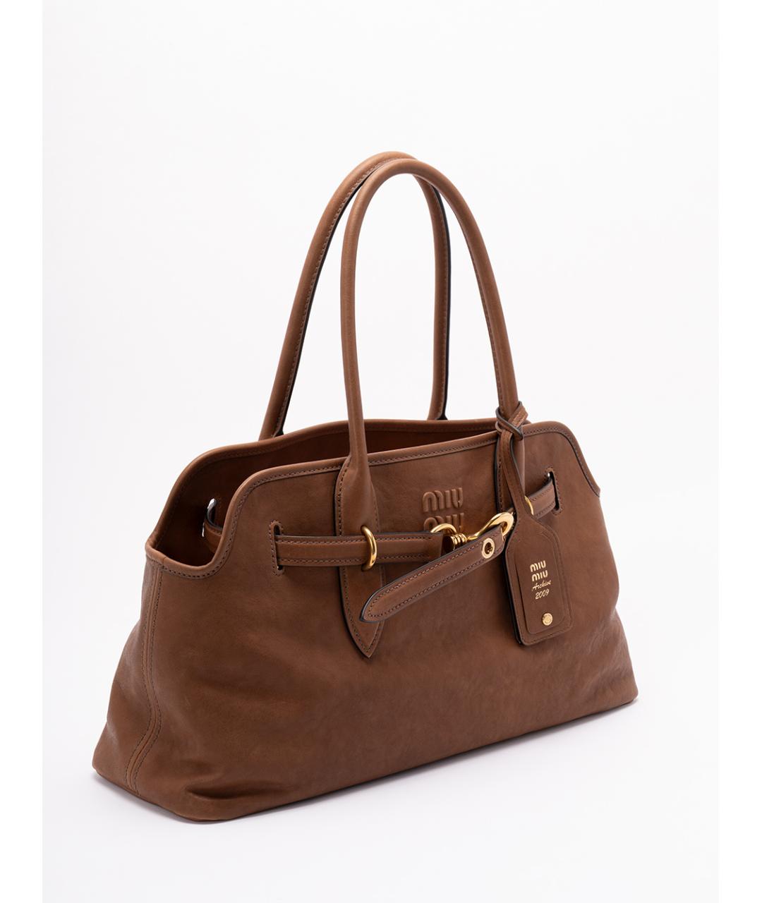MIU MIU Коричневая кожаная сумка тоут, фото 3