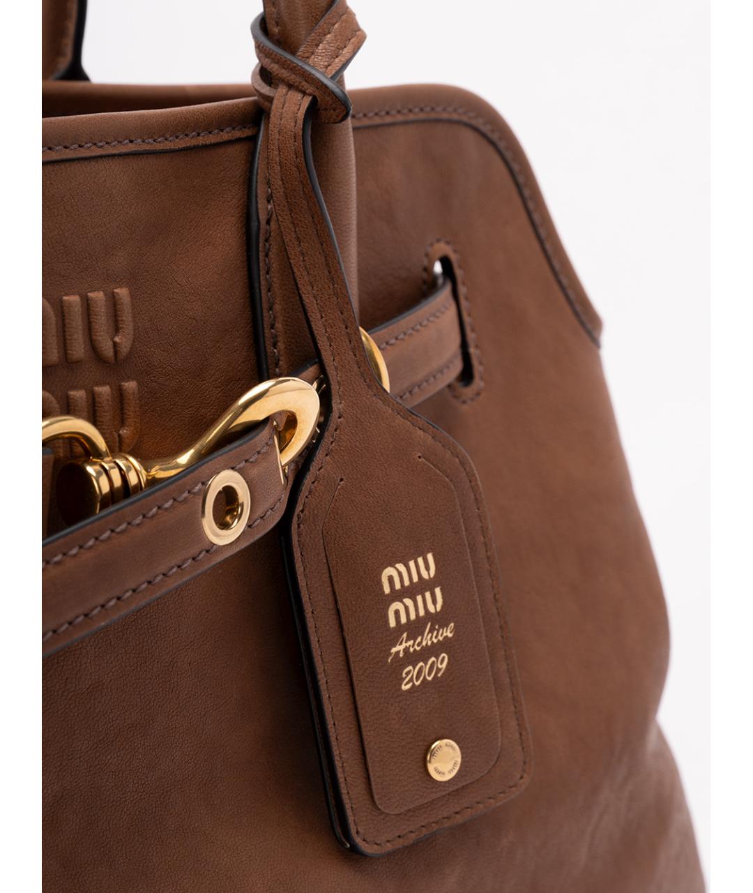 MIU MIU Коричневая кожаная сумка тоут, фото 4