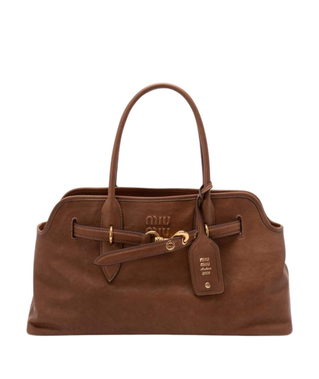 MIU MIU Коричневая кожаная сумка тоут, фото 1