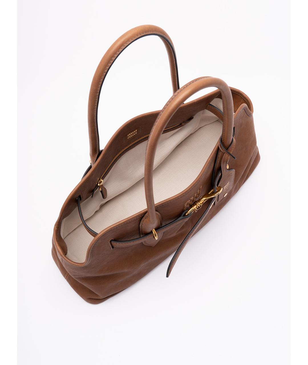 MIU MIU Коричневая кожаная сумка тоут, фото 5