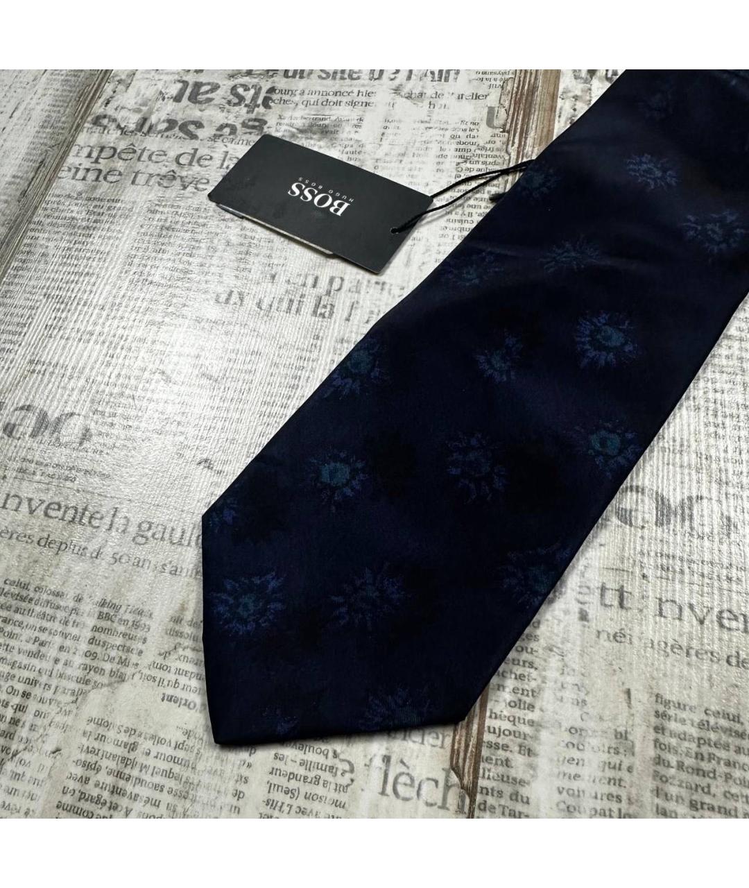HUGO BOSS Темно-синий шелковый галстук, фото 3