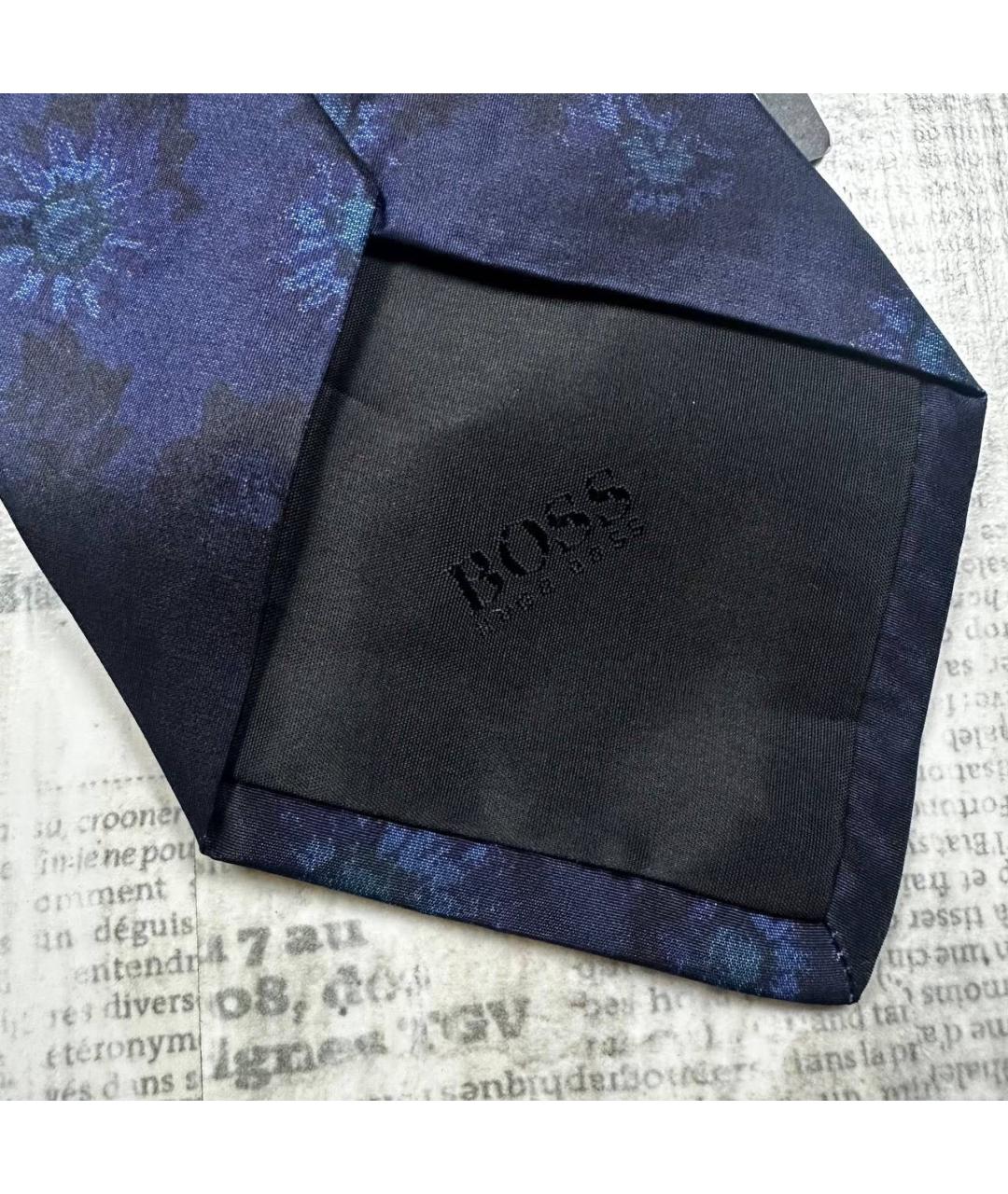 HUGO BOSS Темно-синий шелковый галстук, фото 5