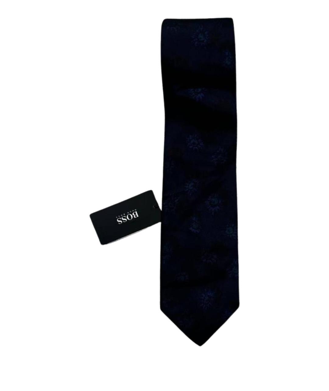 HUGO BOSS Темно-синий шелковый галстук, фото 1