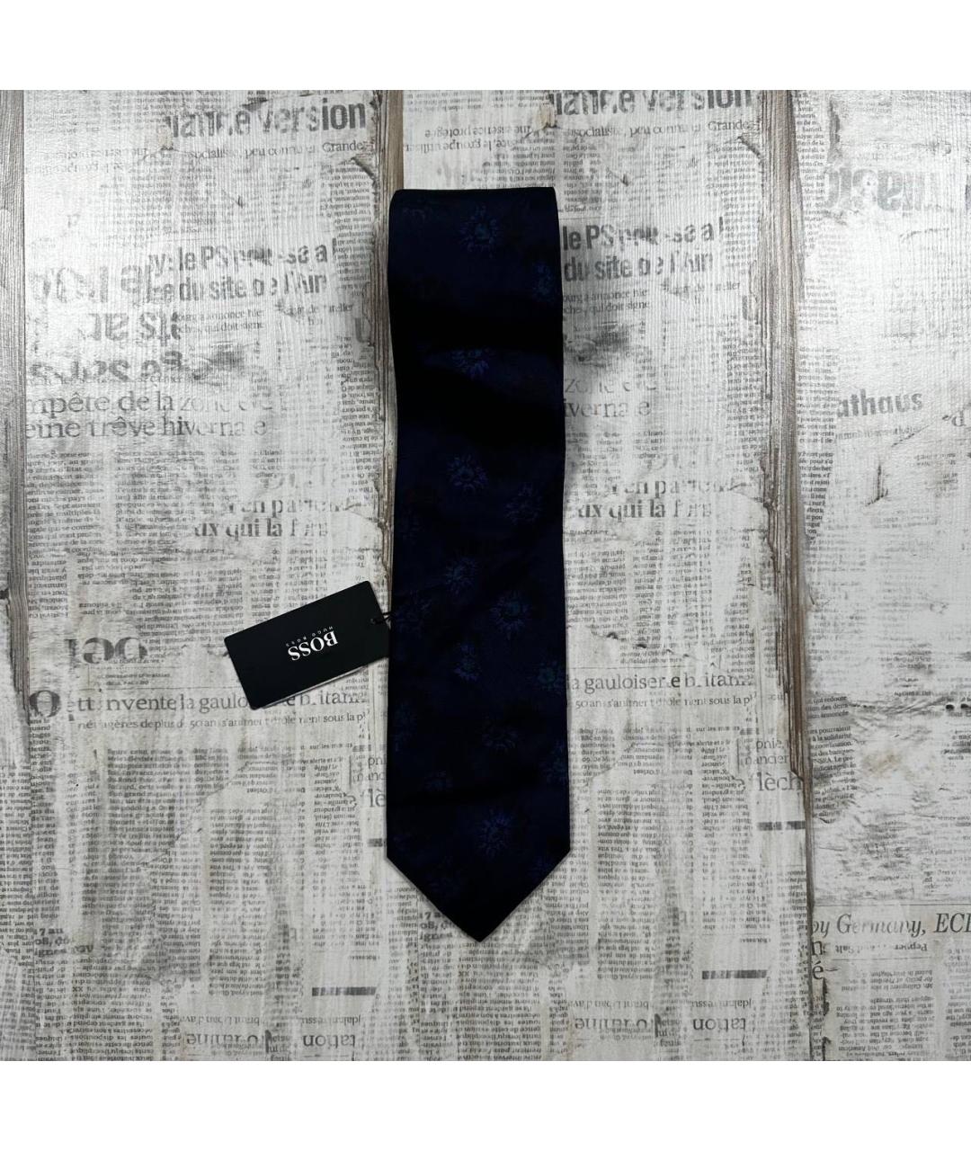 HUGO BOSS Темно-синий шелковый галстук, фото 8