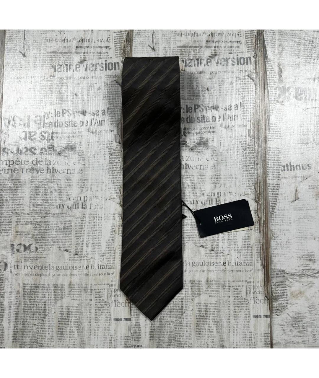 HUGO BOSS Коричневый шелковый галстук, фото 8