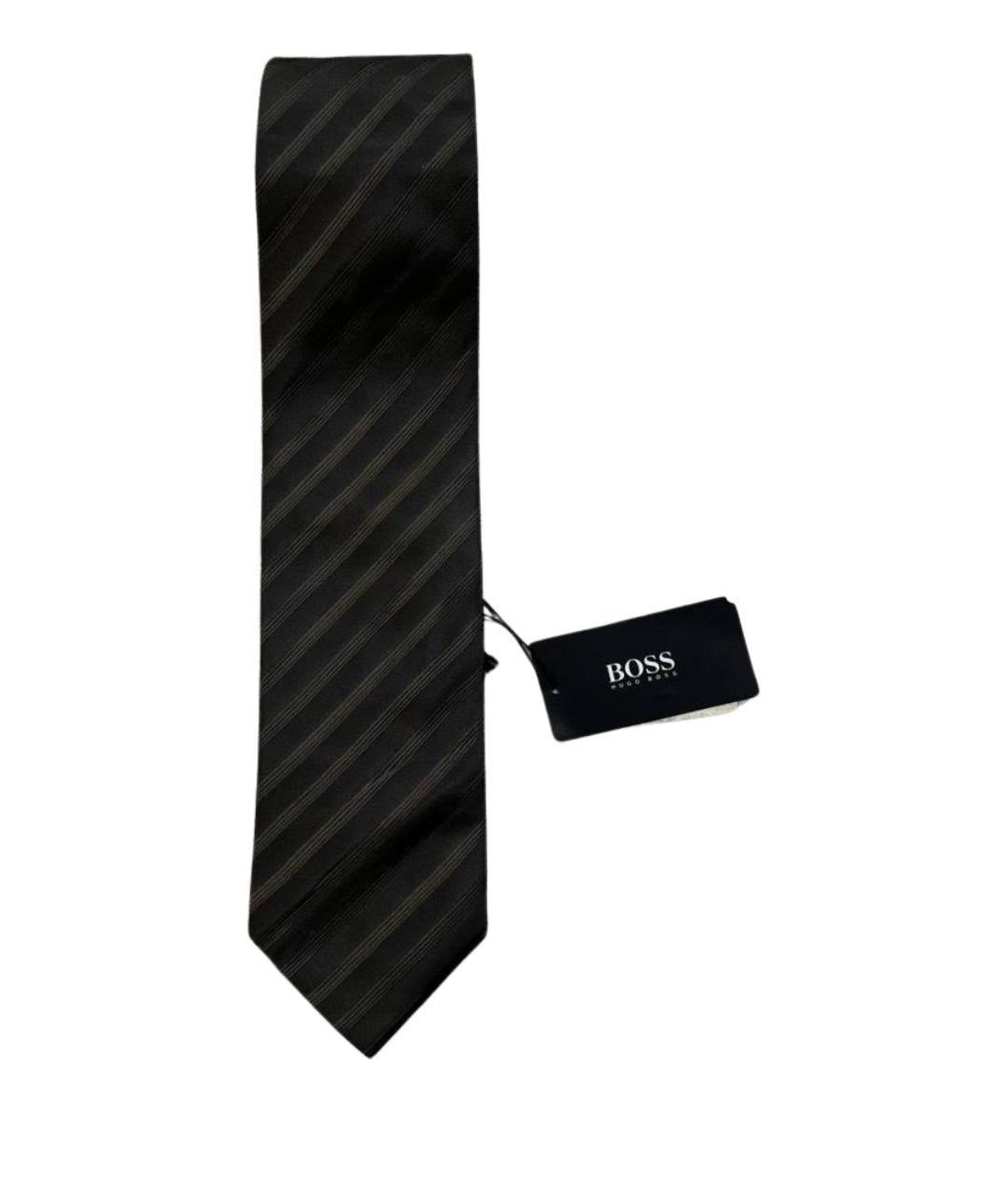 HUGO BOSS Коричневый шелковый галстук, фото 1