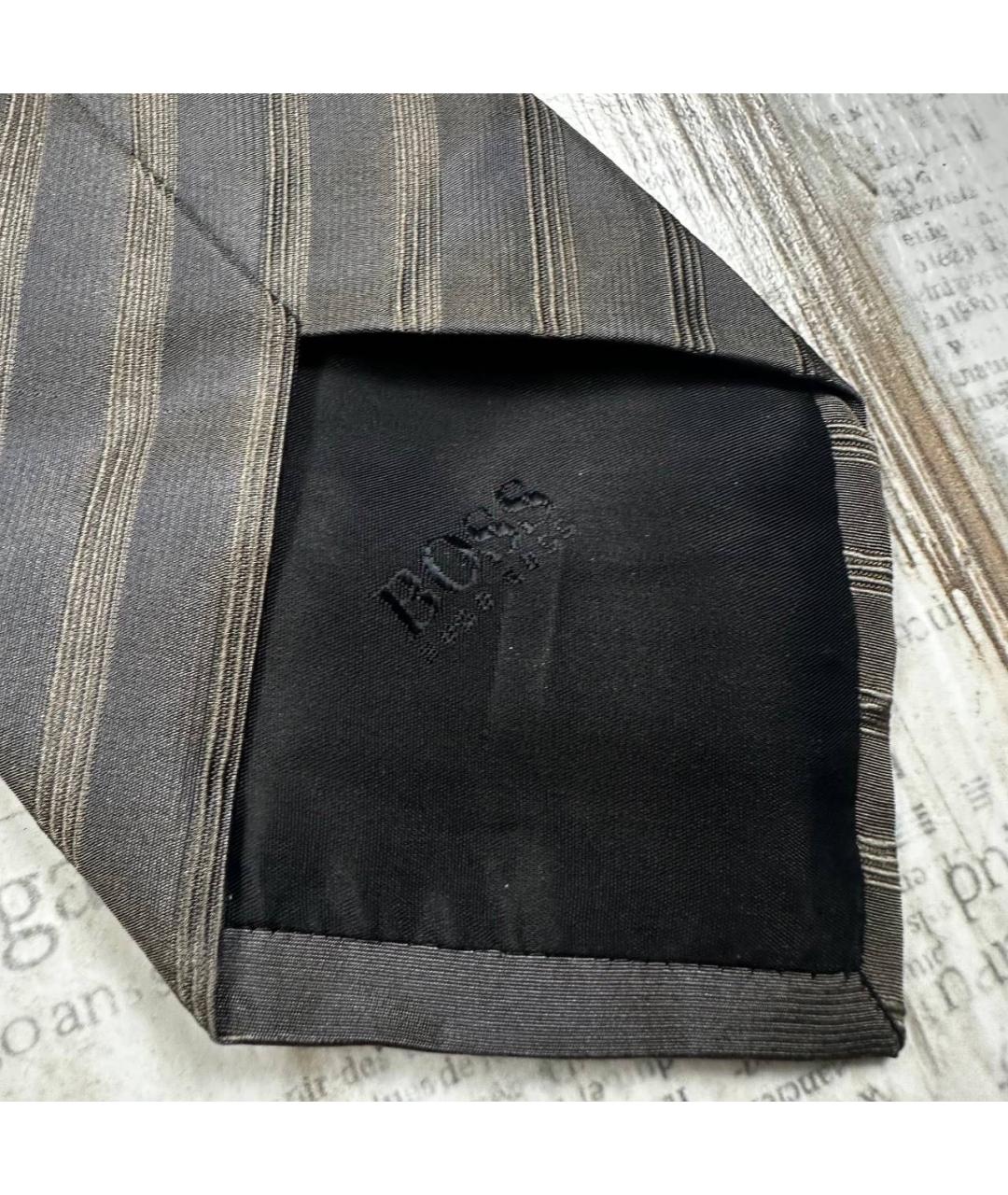 HUGO BOSS Коричневый шелковый галстук, фото 5