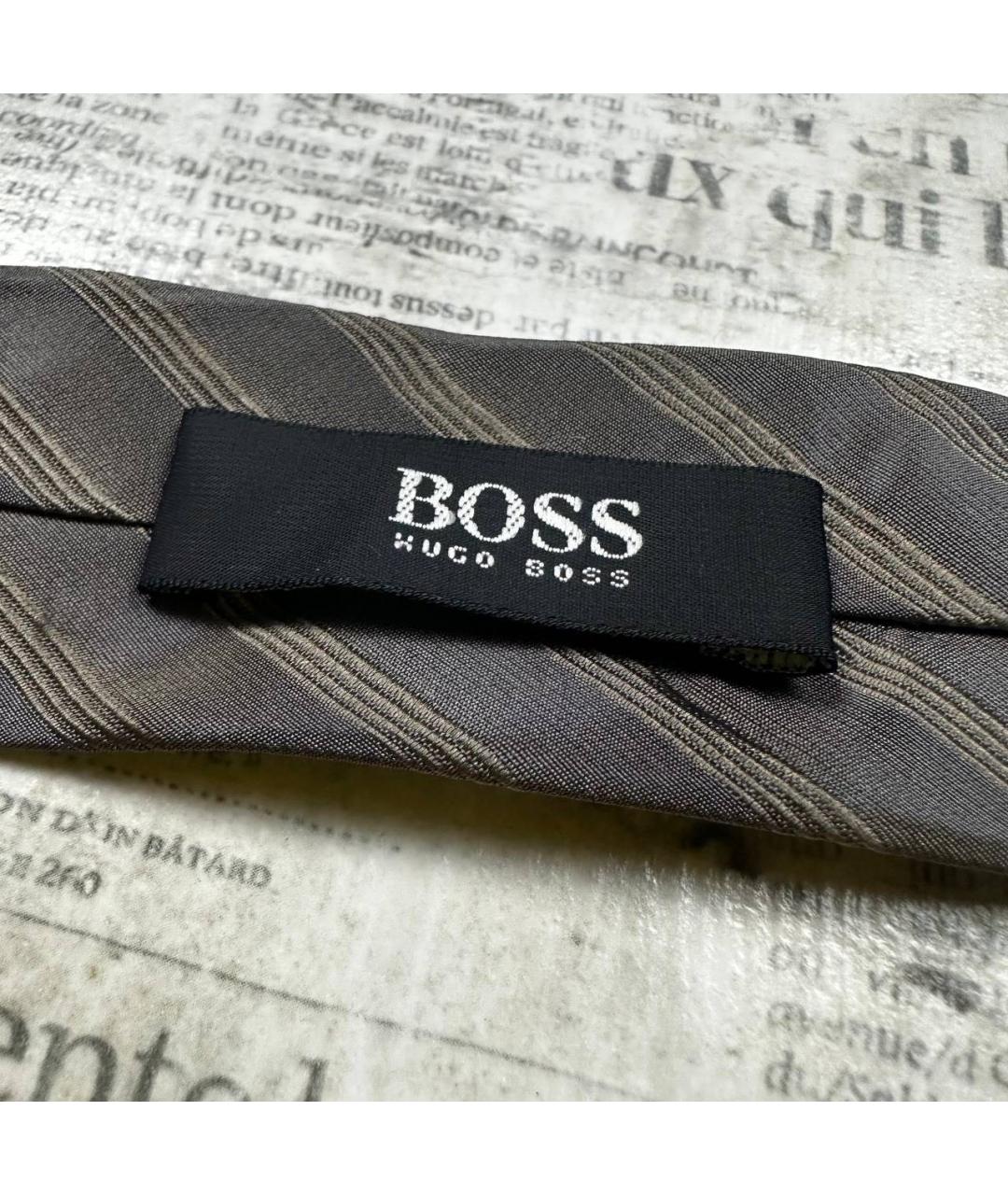 HUGO BOSS Коричневый шелковый галстук, фото 6