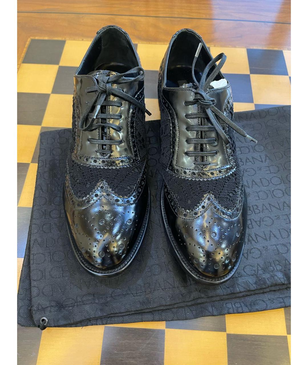 DOLCE&GABBANA Черные кожаные брогги и оксфорды, фото 2