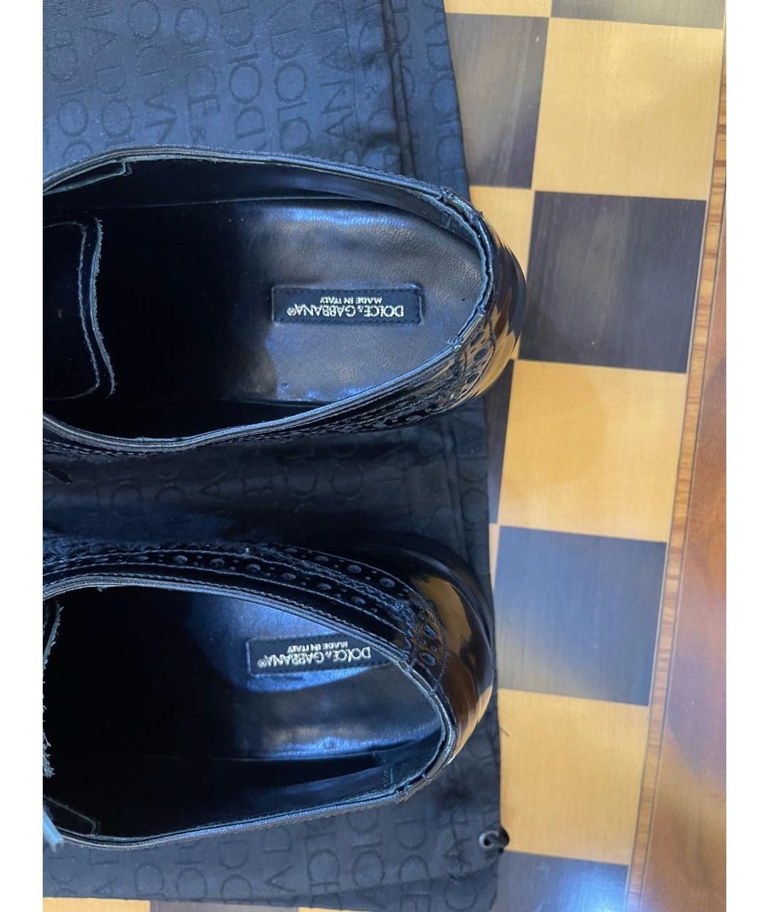 DOLCE&GABBANA Черные кожаные брогги и оксфорды, фото 3