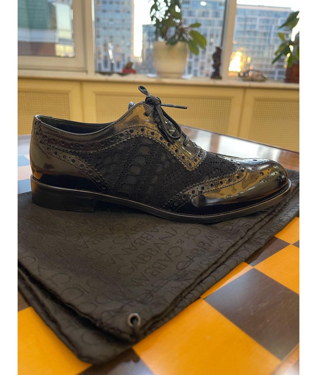 DOLCE&GABBANA Черные кожаные брогги и оксфорды, фото 9